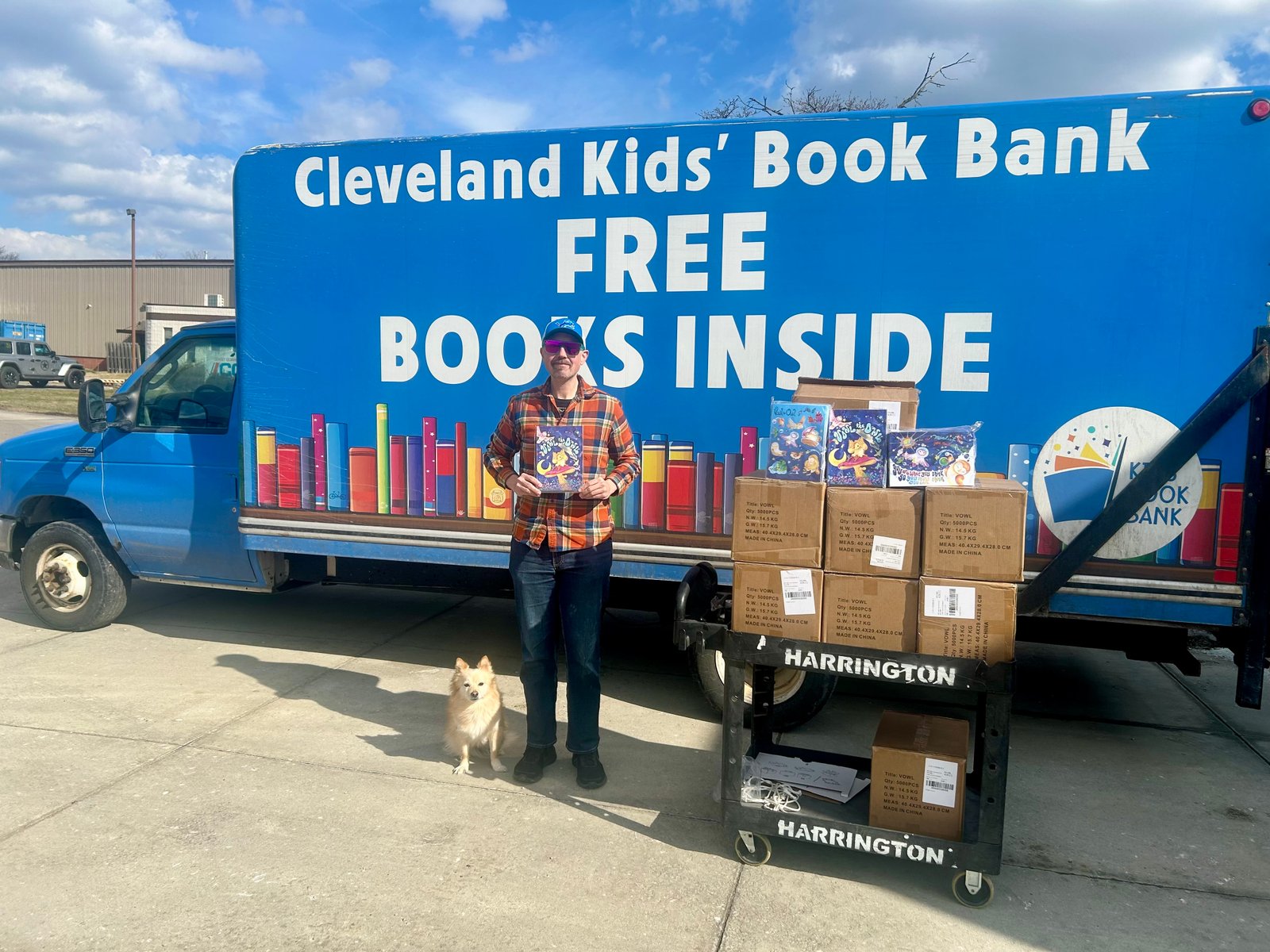 Vowl the Owl donation at Cleveland Kids Book Bank