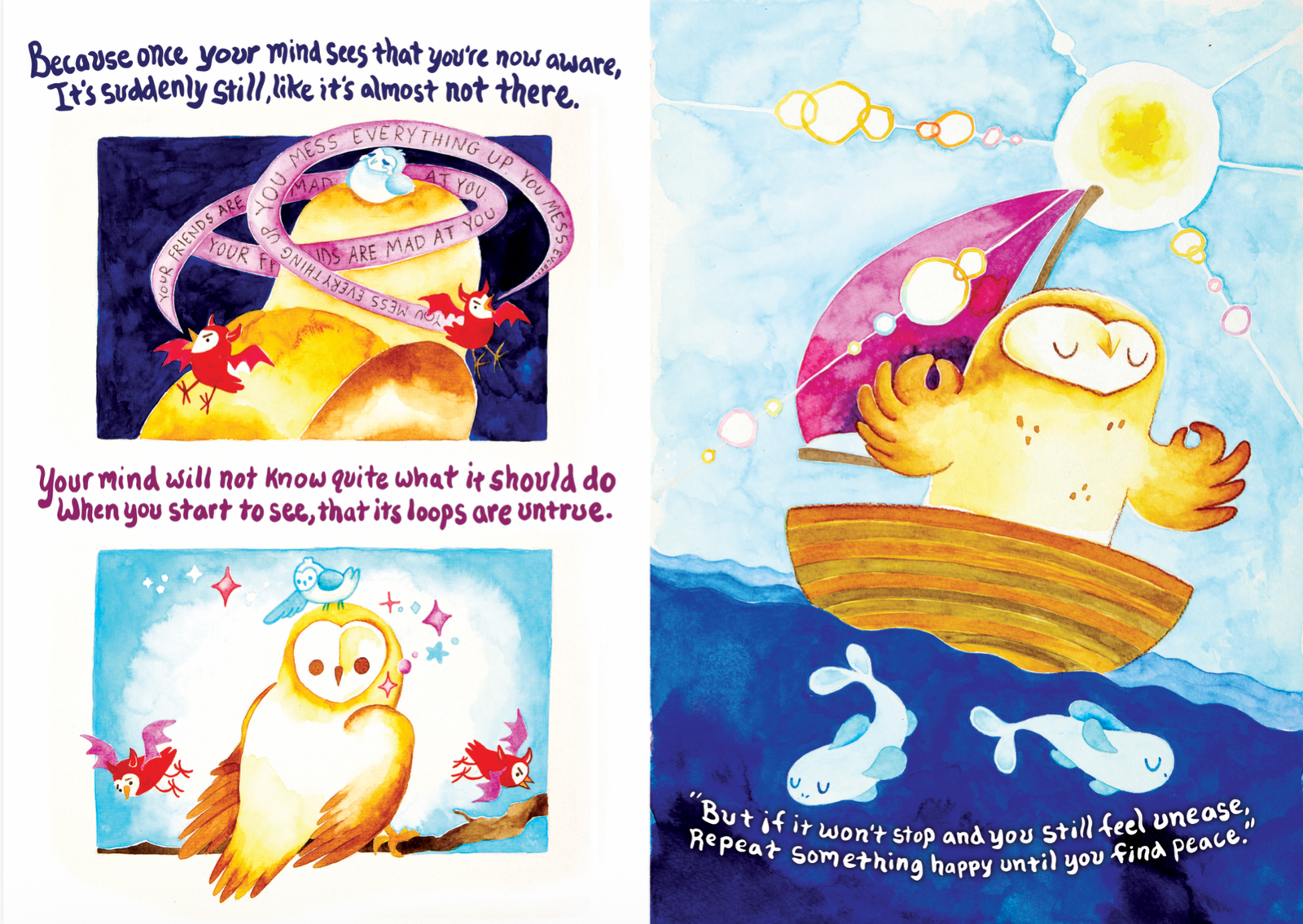 Vowl finding peace and repeating something happy